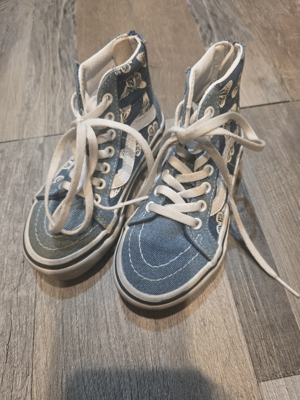 Vans Kids High-Top Denim Sneakers in Light Blue with White Accents